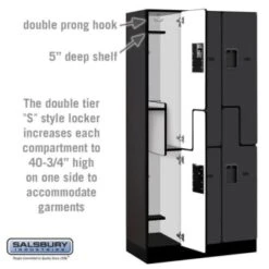 Salsbury Industries® Black-Double Tier S Style-Wood Locker 6 Feet X 18 Inches 14 Salsbury Industries® Black-Double Tier S Style-Wood Locker 6 Feet X 18 Inches -Home Furnishing Store 621437 w DetailedProductView2 Lg