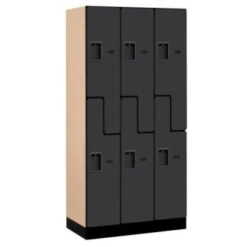 Salsbury Industries® Black-Double Tier S Style-Wood Locker 6 Feet X 18 Inches