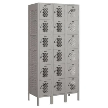 Salsbury Industries® Gray- Six Tier Box-Vented Metal Locker 6 Feet X 18 Inches 3 Salsbury Industries® Gray- Six Tier Box-Vented Metal Locker 6 Feet X 18 Inches