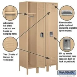 Salsbury Industries® Tan 15 Inch Wide Standard Metal Locker 6 Feet X 18 Inches 6 Salsbury Industries® Tan 15 Inch Wide Standard Metal Locker 6 Feet X 18 Inches -Home Furnishing Store 621458 w DetailedProductView1 Lg