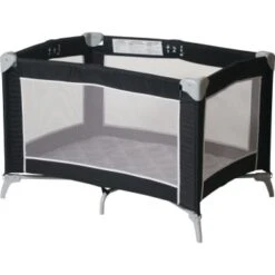 Foundations Sleep N Store Play Yard Crib Mod Plaid Graphite