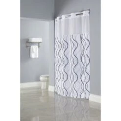 Focus Products Hookless Waves Shower Curtain 71 X 77" White Case Of 12