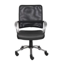 Boss Mesh Task Chair, Leatherplus Seat, Black -Home Furnishing Store 715537 w FrontView straighton Lg