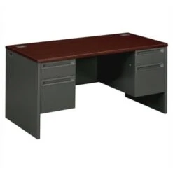 Hon® Mahogany/charcoal Double Pedestal Desk