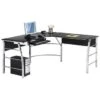 Realspace® Mezza Black/chrome L-Shaped Glass Computer Desk, 61" X 61" X 30" 2 Realspace® Mezza Black/chrome L-Shaped Glass Computer Desk, 61" X 61" X 30" -Home Furnishing Store 738275 w MainProductImage BUS Lg