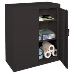 Realspace® Black Steel 2 Adjustable Shelf Storage Cabinet 42 X 36 X 18inch