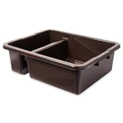 Rubbermaid 7 Gallon Polyethylene Divided Bus/Utility Box (Brown) (6-Pack)