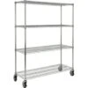 Rubbermaid 800 Lb 4-Shelf Metal Wire Mobile Rack (Chrome) -Home Furnishing Store 745949 V Lg