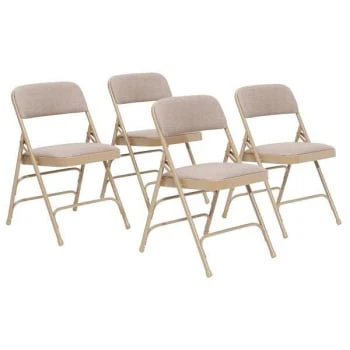 National Public Seating® Premium Fabric Beige Folding Chairs, Package Of 4 4 National Public Seating® Premium Fabric Beige Folding Chairs, Package Of 4 - Image 2