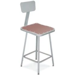 National Public Seating® Square Hardboard 30 Stool With Adjustable Metal Backrest