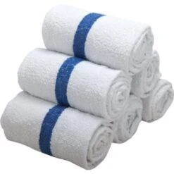 GENERIC Pool Towel Cam 24x50 9.8 Lbs, Dozen, White With Blue Center Stripe Package Of 12