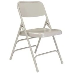 National Public Seating® All Steel Gray Folding Chair, Triple Brace,package Of 4