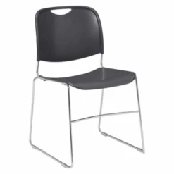National Public Seating® Ultra Compact Plastic Stack Chair Grey