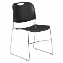 National Public Seating® Ultra Compact Plastic Stack Chair Black