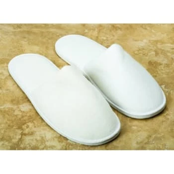 GENERIC Polyester Terry Slippers, Closed Toe, Adult Size, White, Package Of 10 Pair 4 GENERIC Polyester Terry Slippers, Closed Toe, Adult Size, White, Package Of 10 Pair - Image 2