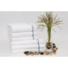 Waves Ribbed Pool Towel 35x60 15.5 Lbs/dozen White With Blue Border Case Of 36 -Home Furnishing Store 761458 V Lg