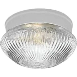 Progress Lighting™ 7.5" 1-Light Mushroom Fixture, Clear Prismatic Glass, White
