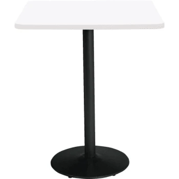 Kfi 42" Square Pedestal Table W/designer White Top, Round Black Base, Bistro Ht 3 Kfi 42" Square Pedestal Table W/designer White Top, Round Black Base, Bistro Ht