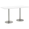 Kfi 36" X 96" Pedestal Table W/desinger White Top Round Silver Base Bistro Ht