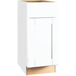 Hampton Bay 15x34.5x24" Shaker Satin White Base Kitchen Cabinet W/drawer Glides
